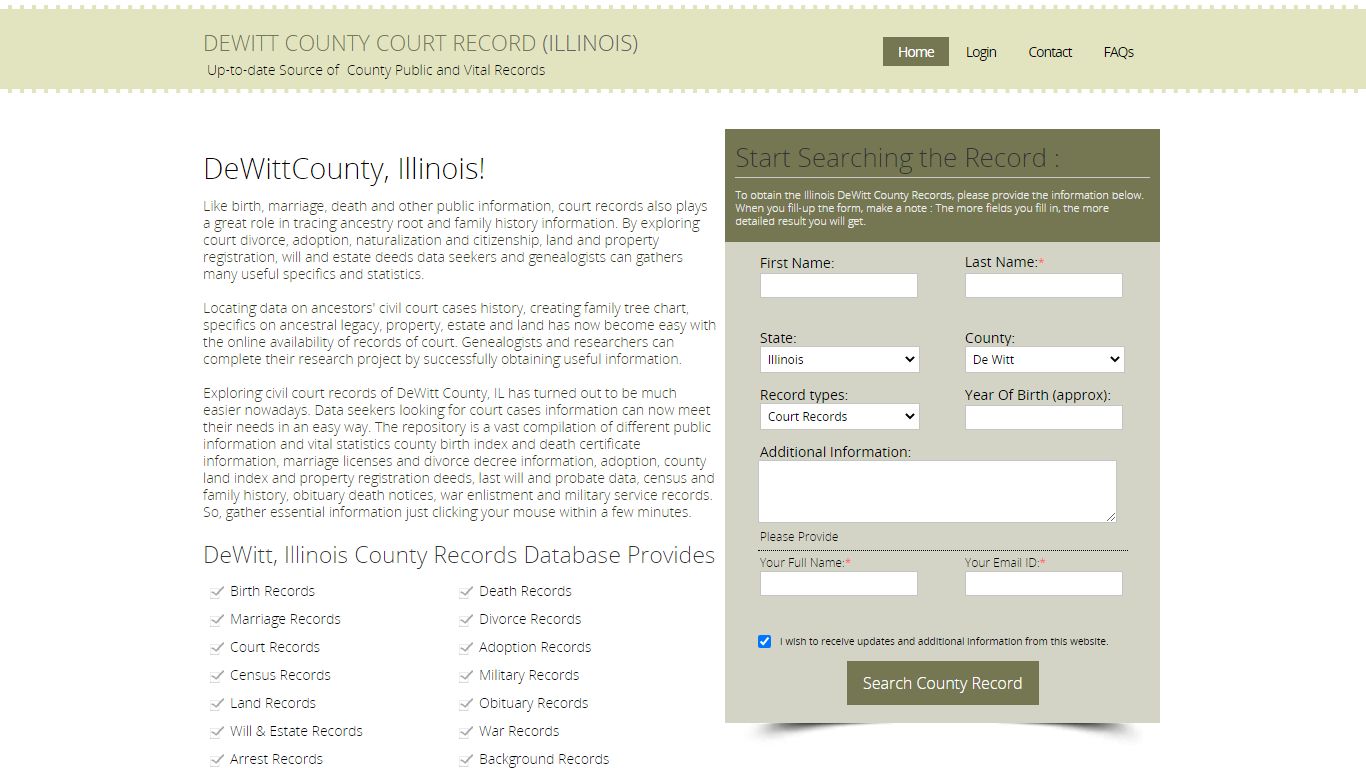 DeWitt County, Illinois Public Court Records Index